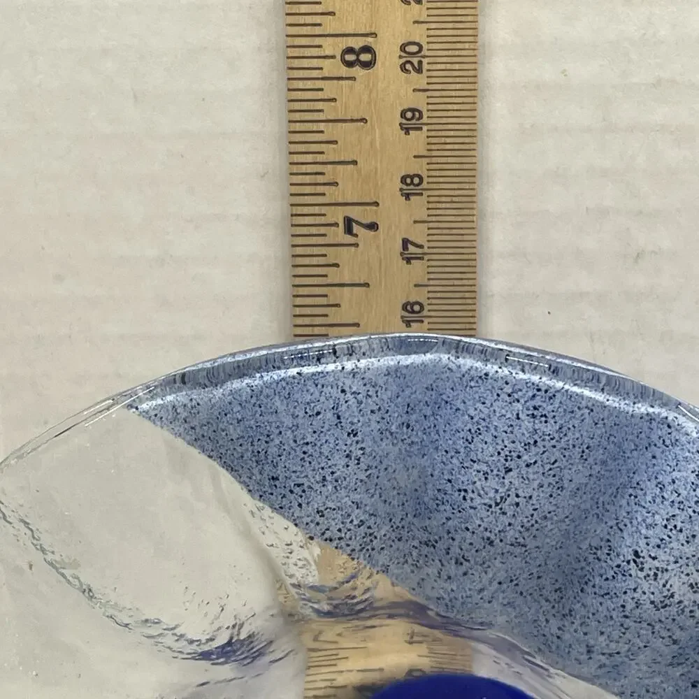 Vintage 2 Sydenstricker Fused Glass Plate And Bowl Set Abstract Blue & white